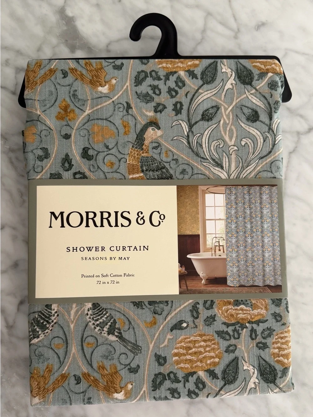 William Morris & Co Bird Seasons By May Shower Curtain Fabric 72x72” Flowers New